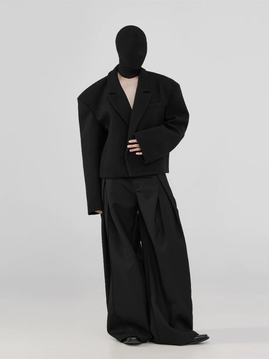 FRKM SCD Tweed Suit Black Loose Jacket with Concealed Buttons - BONNIE.