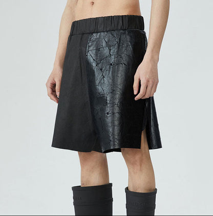 FRKM SCD SS summer heavy coated wax unisex slit loose stitching wide-leg shorts - ERILA.