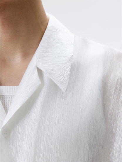 FRKM SCD Slightly Glossy Pleated Embroidered Short Sleeve Shirt - JENKINS.