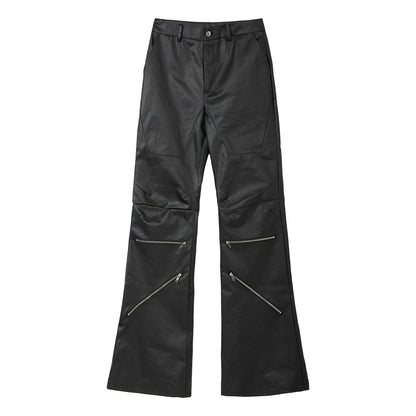 FRKM SCD Deconstructed Panelled Waxed Coated Bootcut Pants- VICK.
