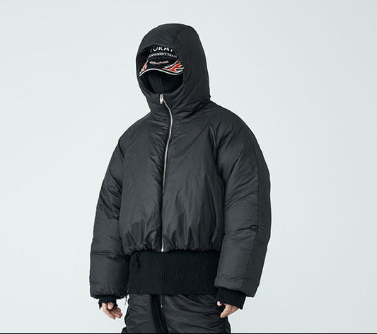 FRKM SCD FW 90 White Duck Down Thick Hooded Neutral Short Jacket - MALCOLM.