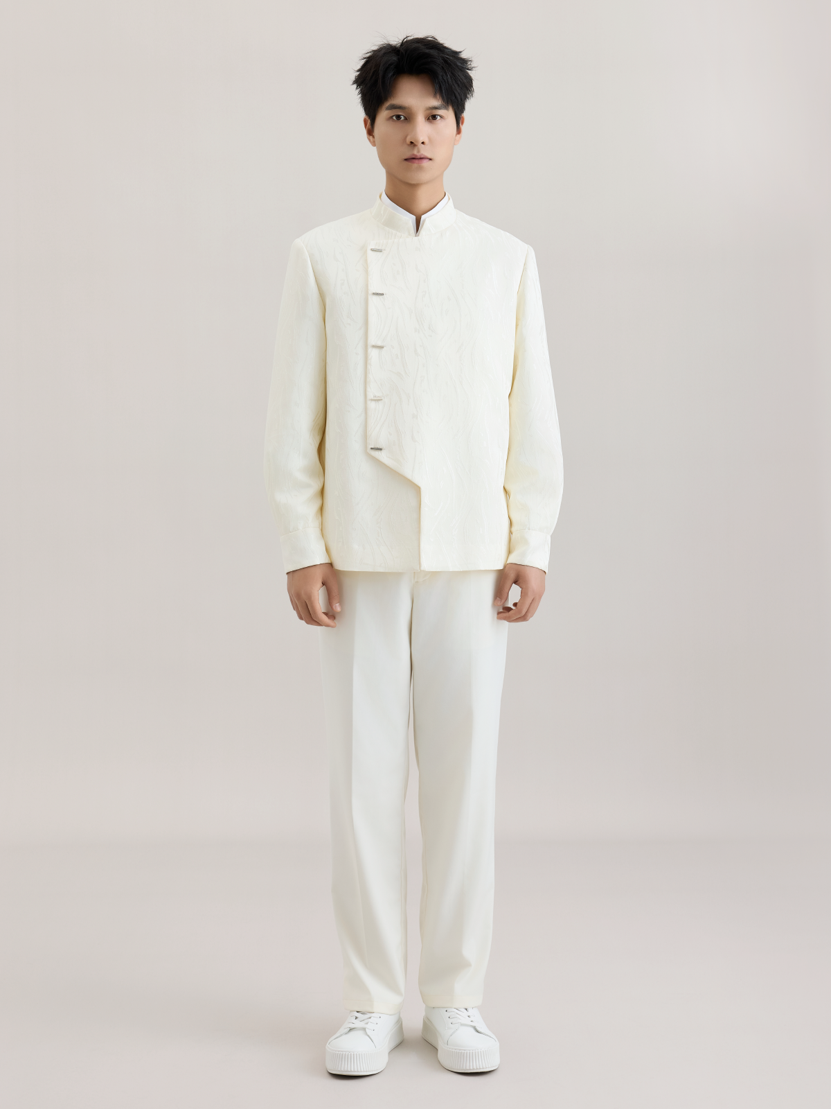 OWNLIFE white willow leaf jacquard brocade jacket and suit set - DREAM.