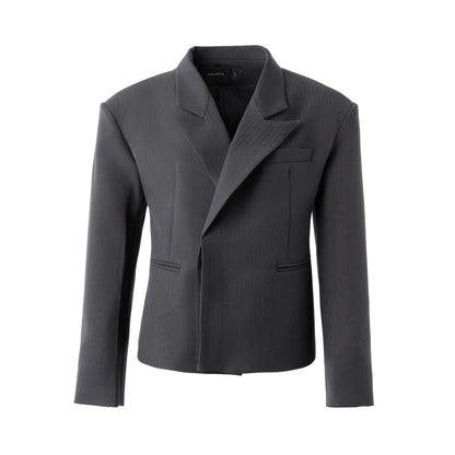 FRKM SCD 25 AW Herringbone Stripe Wide Shoulder Black Suit - QUEST.