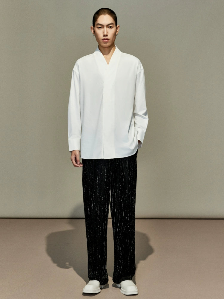 OWNLIFE cross-collared shirt Hanfu bamboo fiber texture - ROB.