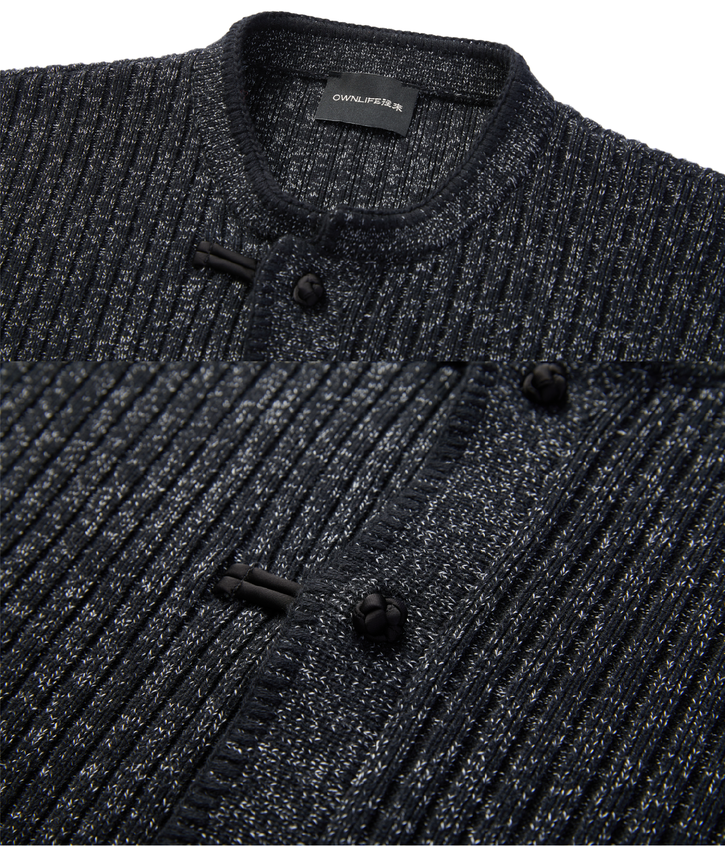 OWNLIFE Wool Black Stand Collar Patch Pocket Coat -MICHEAL.