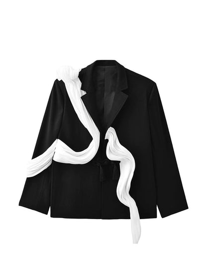 JIECHI  casual loose long sleeved artistic black suit - WELLS.