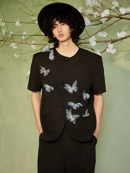 JIECHI  appliqué loose crew neck short sleeve unisex top - DEIRDRE.