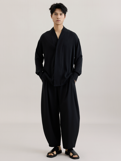 OWNLIFE Relaxed wool wide leg pants - FRAY.