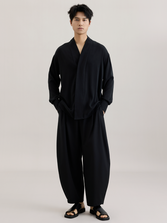 OWNLIFE Relaxed wool wide leg pants - FRAY.