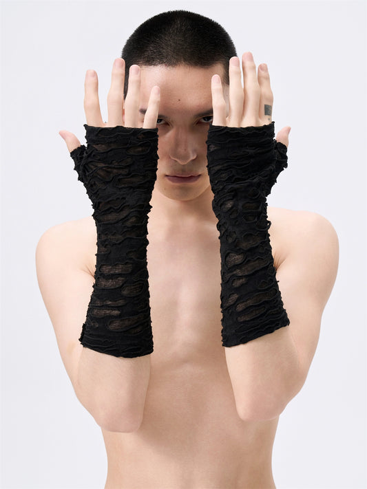 FRKM SCD 25 AW Mesh Texture Sunscreen Half Palm Fingerless Gloves Unisex Sleeves - WINNER