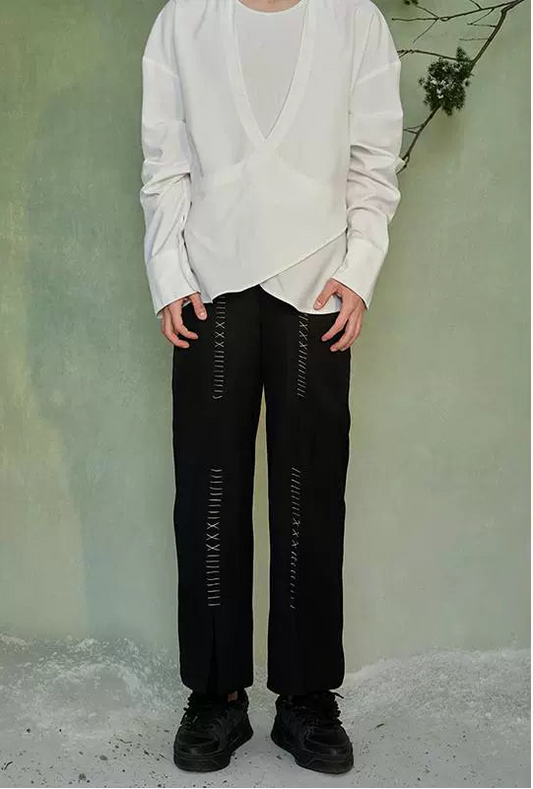 JIECHI  casual loose high-end black trousers - EVAN.