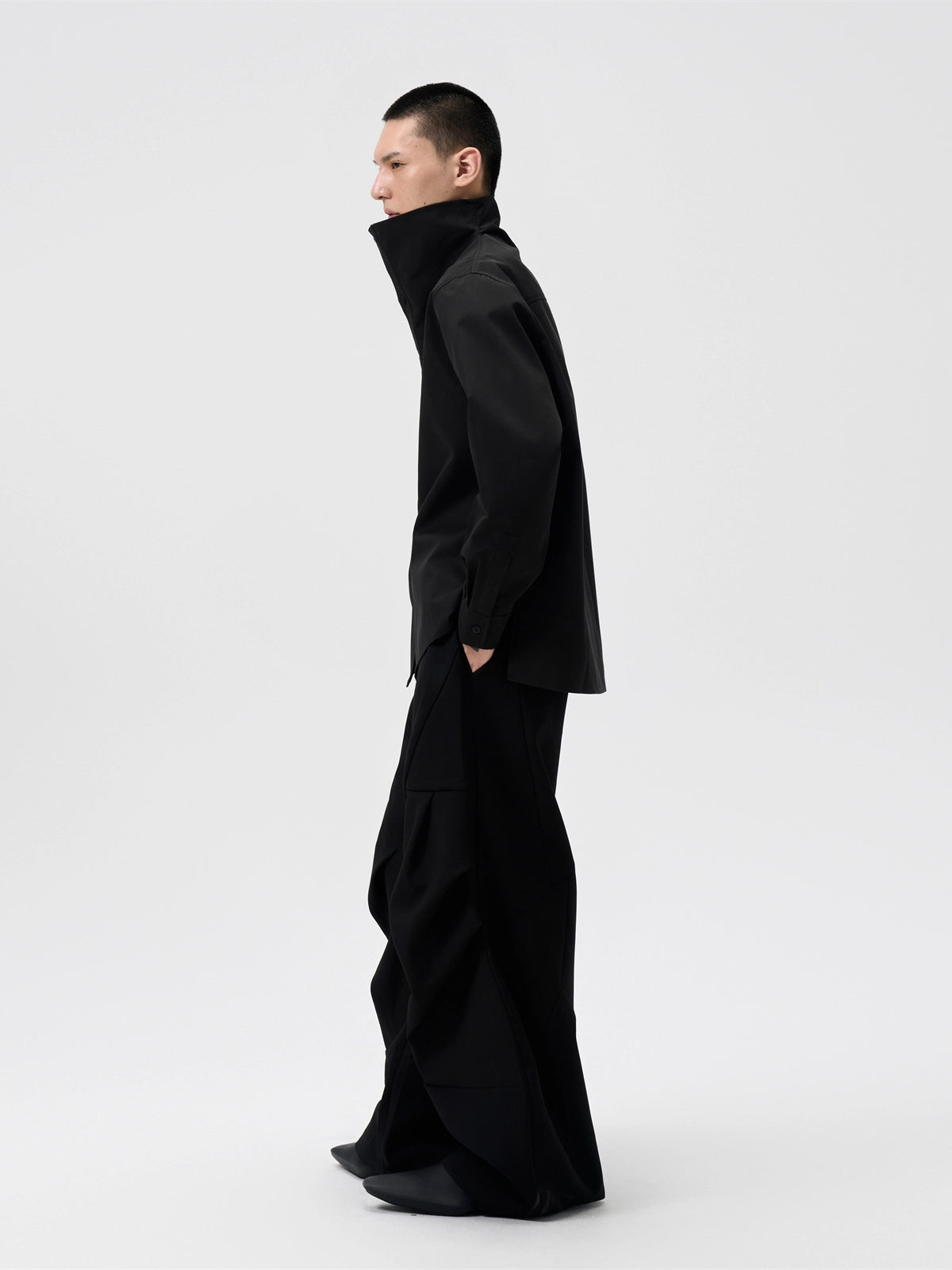 FRKM SCD Big Stand Collar Simple Loose Long Sleeve Shirt - TRAVIS.