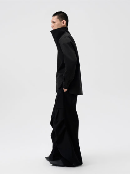 FRKM SCD Big Stand Collar Simple Loose Long Sleeve Shirt - TRAVIS.