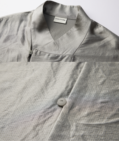 OWNLIFE acetic acid improved collar seersucker texture shirt - DAVE.