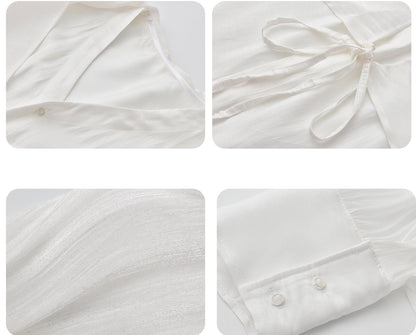 JIECHI  loose casual white long-sleeved shirt - WALTER.
