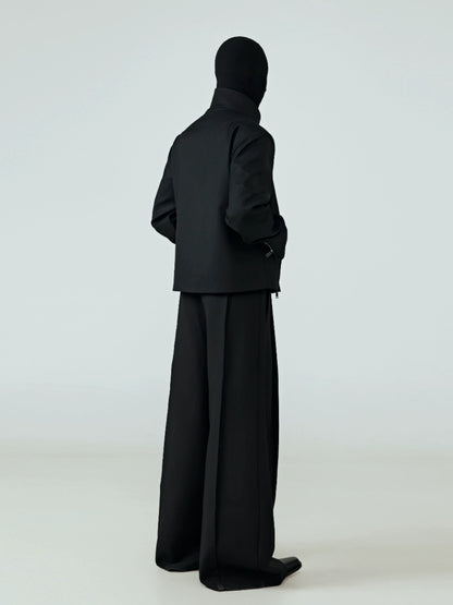 FRKM SCD Stand Collar Black Cropped Jacket - QUIET.