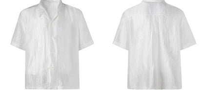 FRKM SCD Slightly Glossy Pleated Embroidered Short Sleeve Shirt - JENKINS.