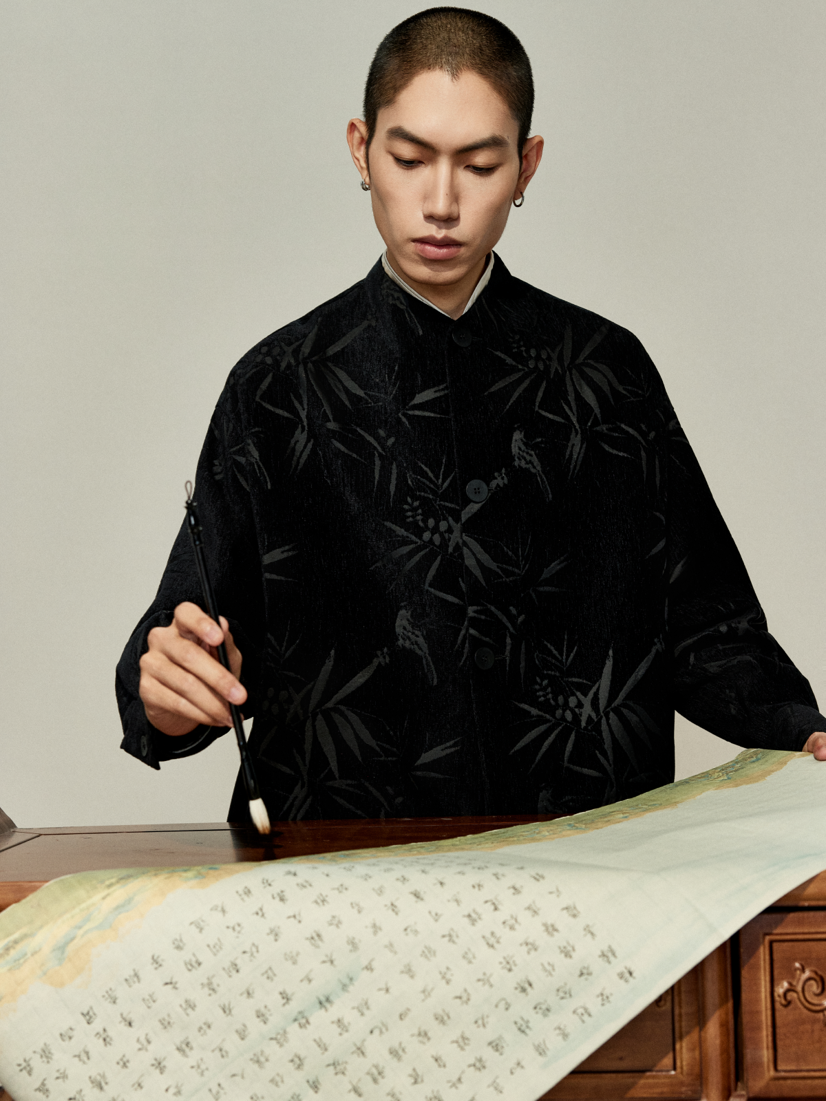 OWNLIFE bamboo sparrow chenille velvet jacquard jacket - JOSIE.