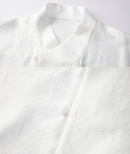 OWNLIFE acetic acid improved collar seersucker texture shirt - DAVE.