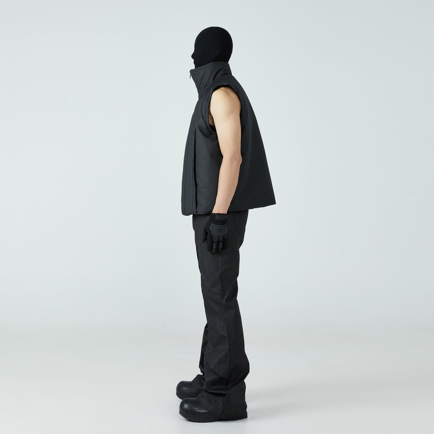 FRKM SCD 24 F W waxed cotton sleeveless shoulder vest jacket - RIB.