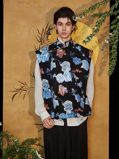 JIECHI stand-up collar multicolor sleeveless vest - WALLY.