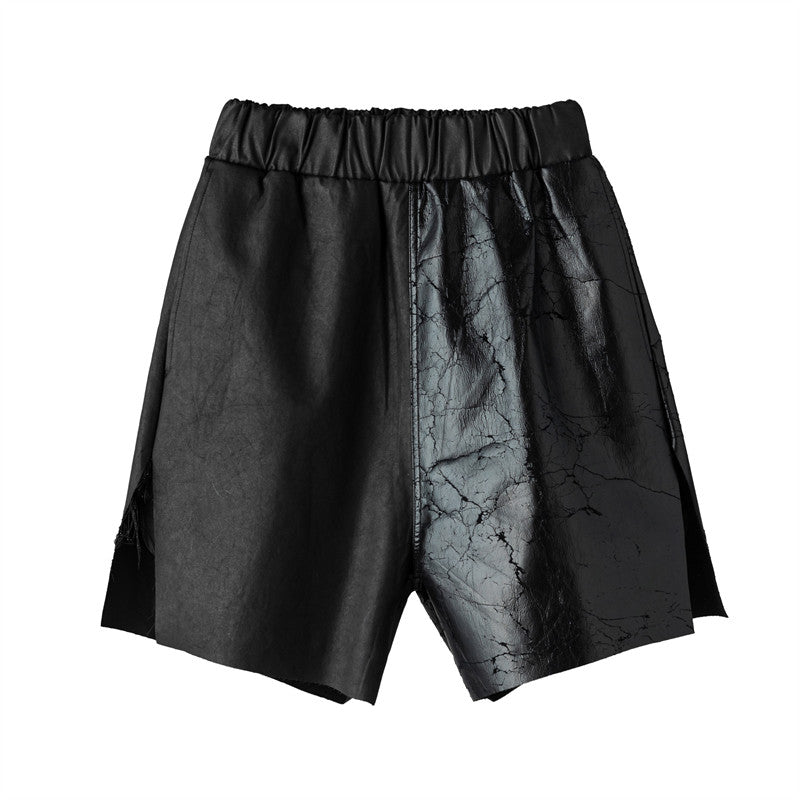 FRKM SCD SS summer heavy coated wax unisex slit loose stitching wide-leg shorts - ERILA.