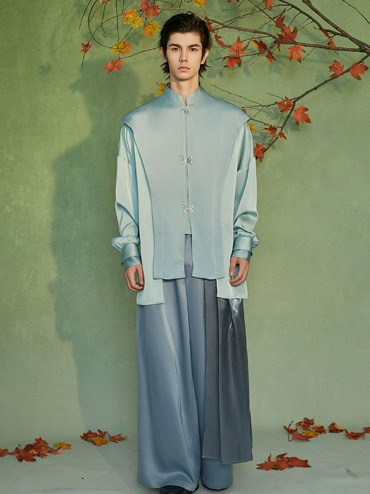 JIECHI  casual satin loose long-sleeved shirt - RILEY.