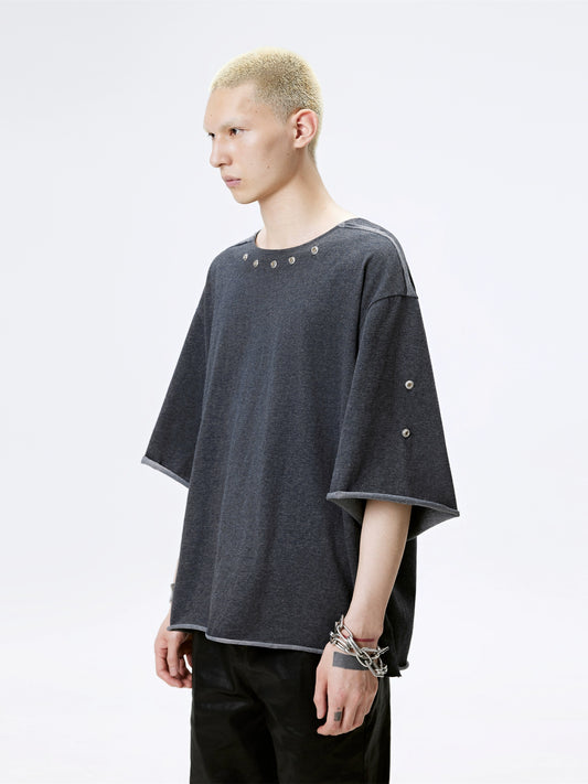 FRKM SCD Dolman Sleeve glide five-quarter Rolled edges T-Shirt - DEXTER.