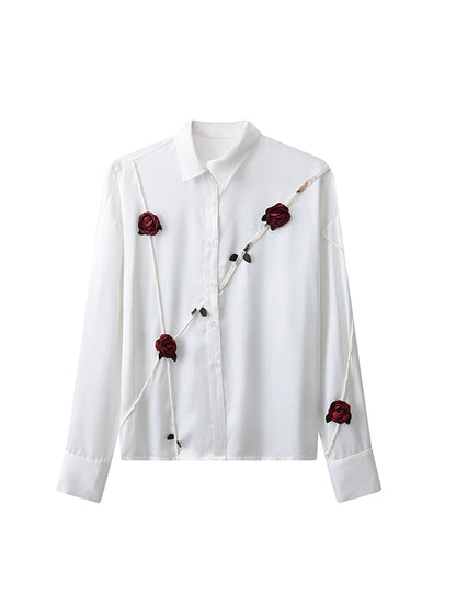 JIECHI  casual acetate white loose long-sleeved shirt - JUAN.
