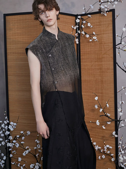 JIECHI black loose sleeveless stand-up collar top - NIAL.