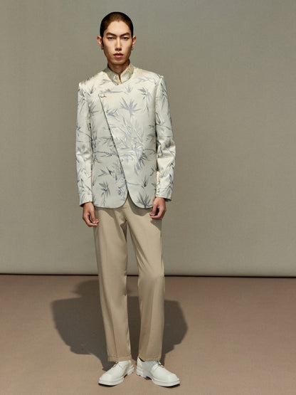 OWNLIFE Stand Collar Brocade Jacquard Suit - TRAIN.