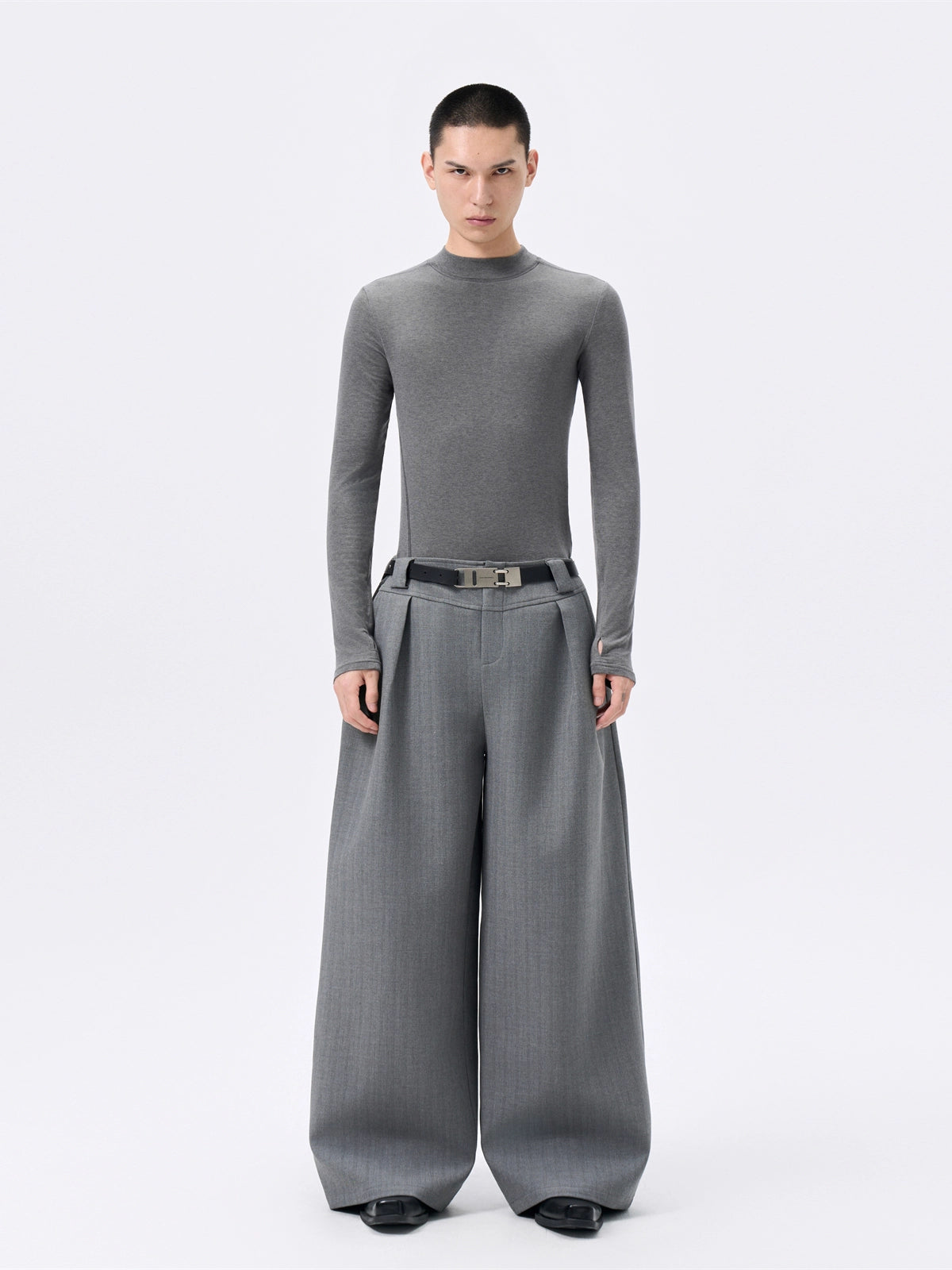 FRKM SCD Wool Grey Stretch Slim Waist Versatile Long Sleeve T-Shirt - VERITY.