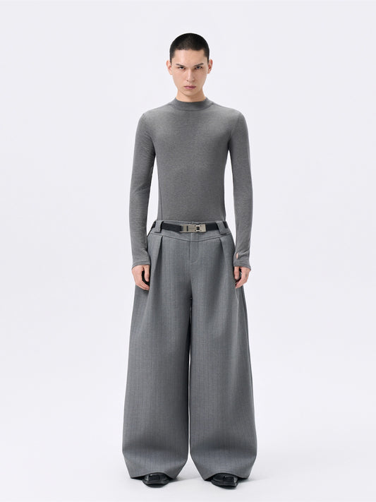 FRKM SCD Wool Grey Stretch Slim Waist Versatile Long Sleeve T-Shirt - VERITY.