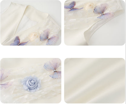 JIECHI  white loose sleeveless applique vest- ORLANDO.