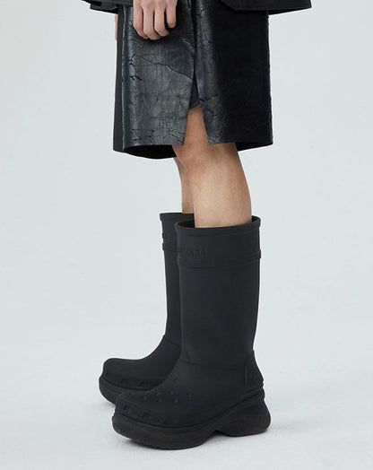 FRKM SCD SS summer heavy coated wax unisex slit loose stitching wide-leg shorts - ERILA.