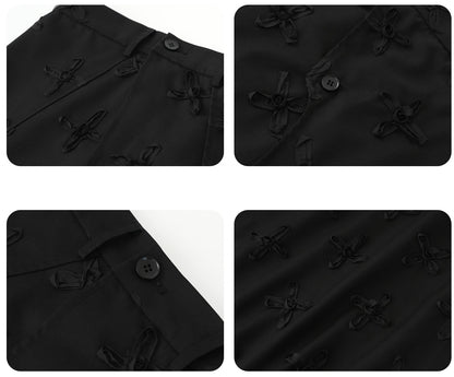 JIECHI black culottes irregularly cut loose slacks - MAXIE.