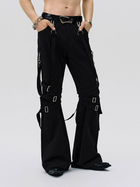 FRKM SCD Strip Strap Knee-cinching A-Shaped Bootcut Casual Pants - ZITA.
