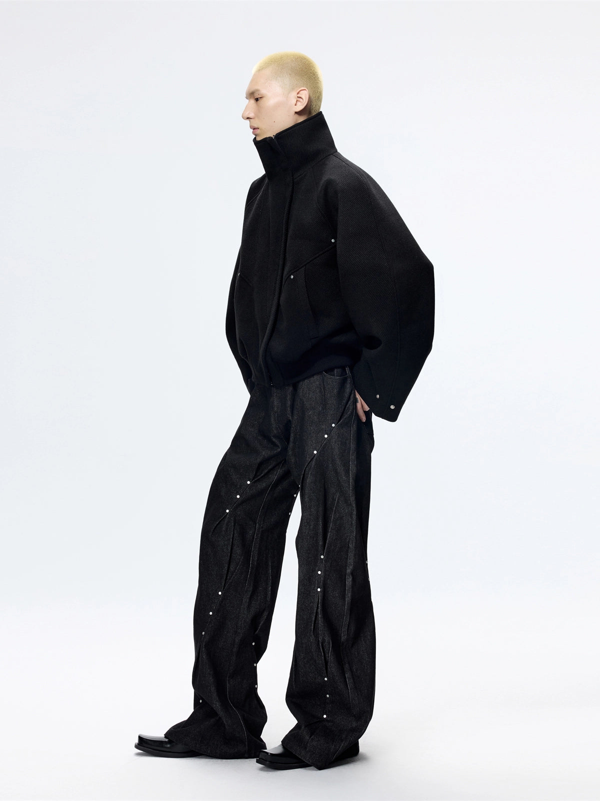 FRKM SCD Loose woolen cocoon-shaped thickened stand-up collar coat - FINN.