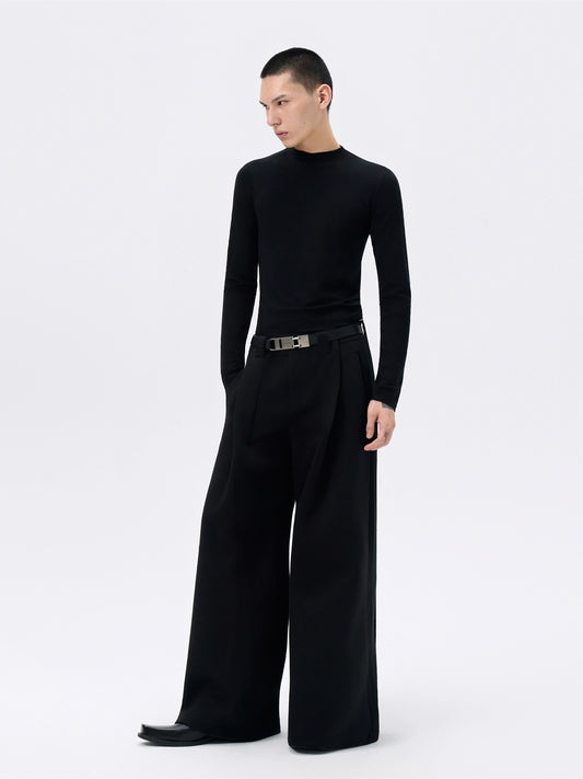 FRKM SCD Wool Black Stretch Slim Waist Versatile Long Sleeve T-Shirt - ULTER.