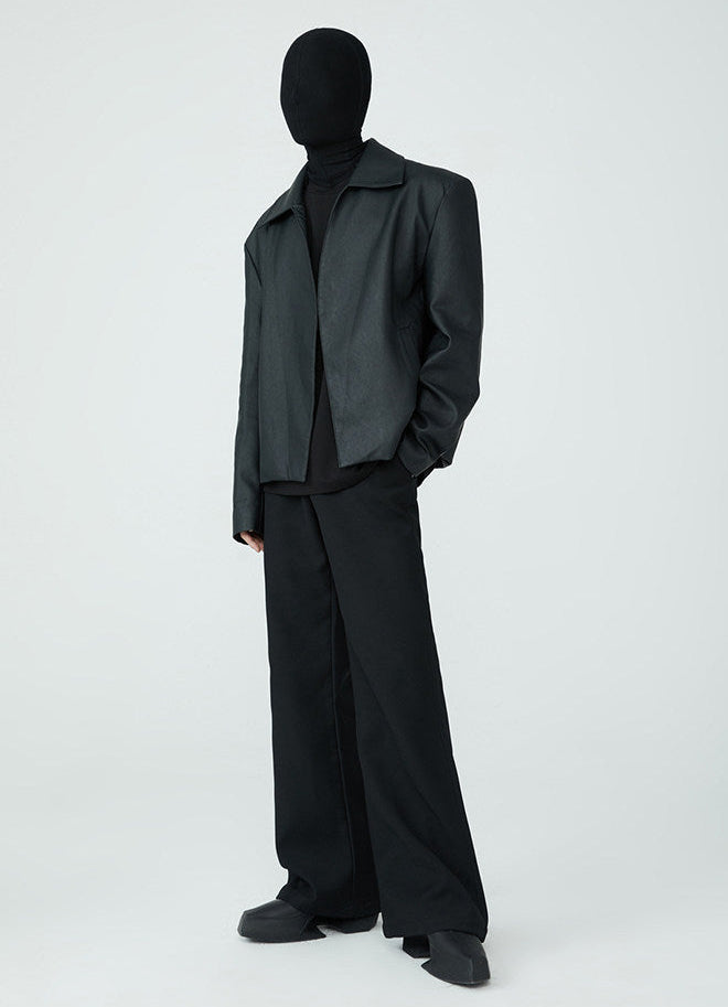 FRKM SCD SS Buckle Minimalist PU Leather Black Slim Fit Jacket - ISAAC.