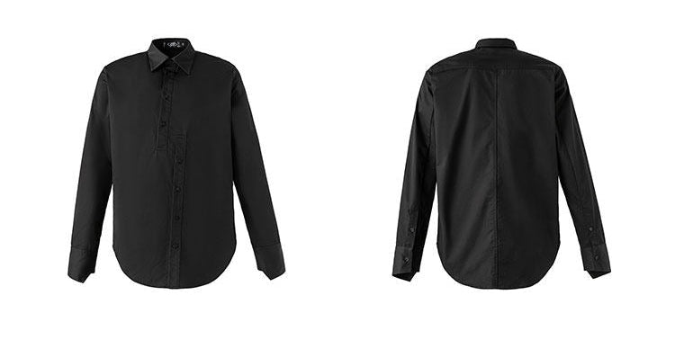 FRKM SCD SS Unisex Slim Long Sleeve Button Black Shirt - GORDON.
