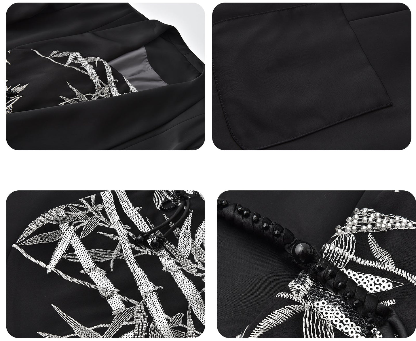 JIECHI embroidered irregular bias cut black blazer - PROSPER.