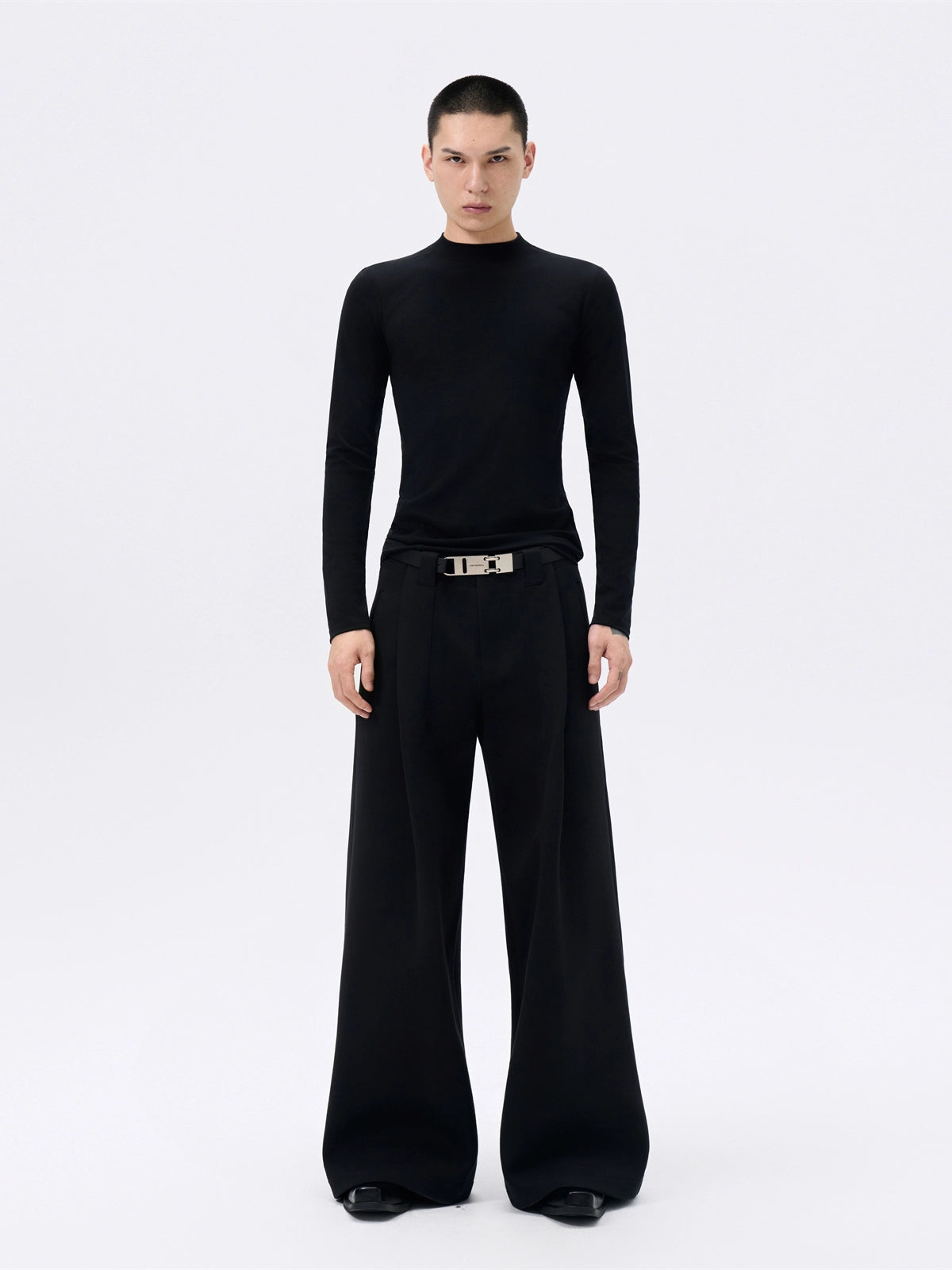 FRKM SCD Wool Black Stretch Slim Waist Versatile Long Sleeve T-Shirt - ULTER.