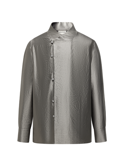 OWNLIFE acetic acid improved collar seersucker texture shirt - DAVE.