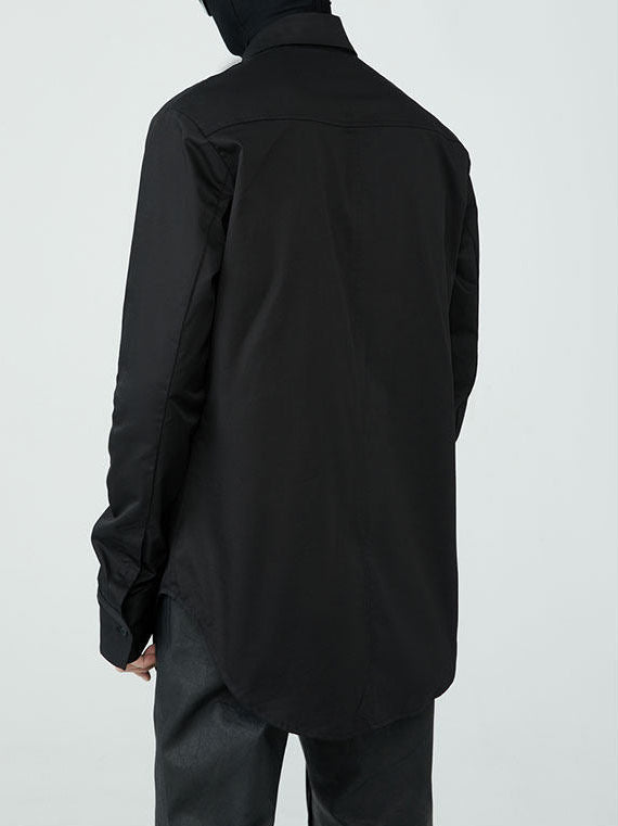 FRKM SCD SS Unisex Slim Long Sleeve Button Black Shirt - GORDON.