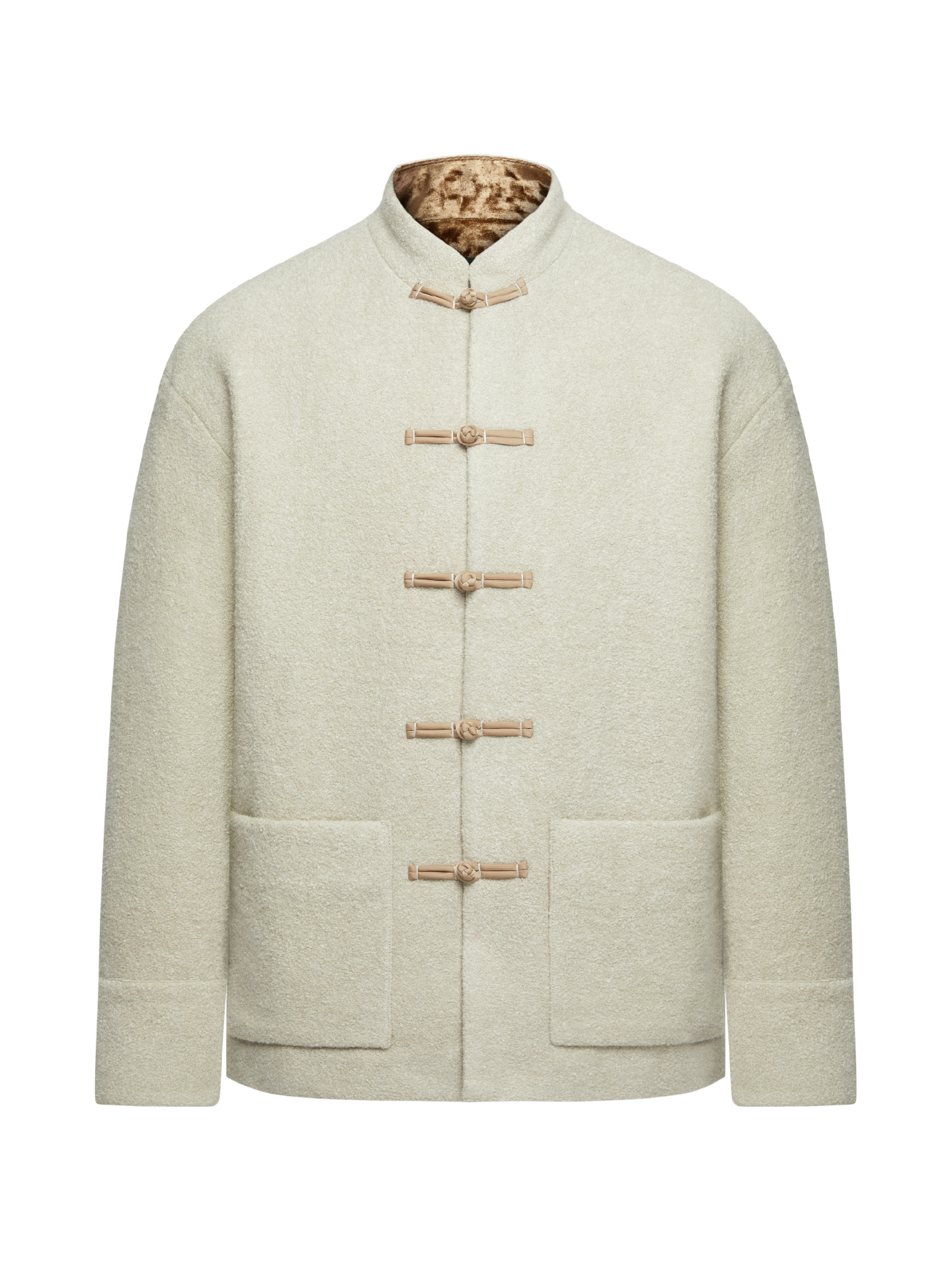 OWNLIFE fleece roll stand-up collar double placket buckle coat - BRAY.