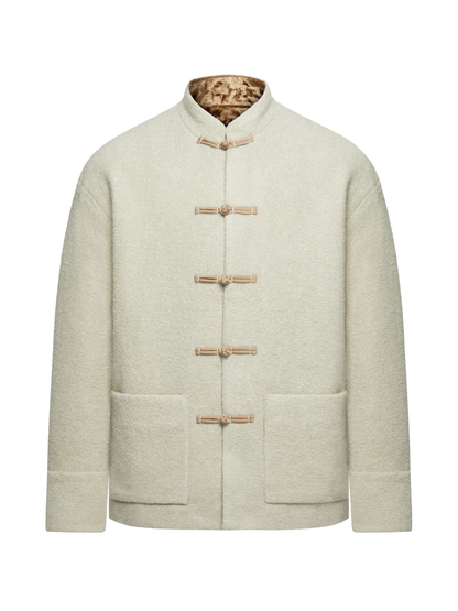 OWNLIFE fleece roll stand-up collar double placket buckle coat - BRAY.