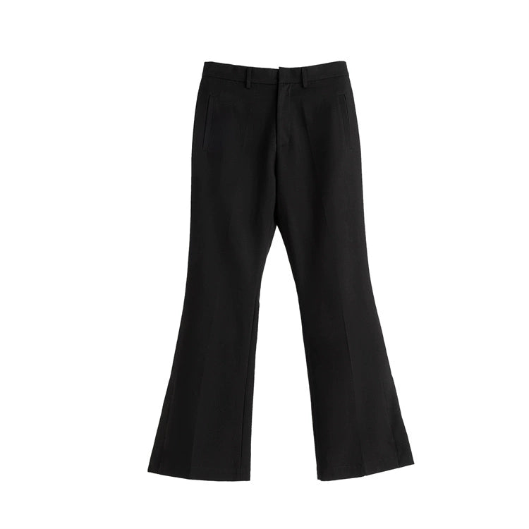 FRKM SCD AW Hem Slit Bootcut Black Slim Fit Casual Pants -  ZURICH .