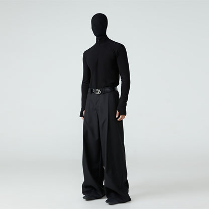 FRKM SCD Velvet Long Sleeve Black Slim Fit Half-Neck Top - JOHN.