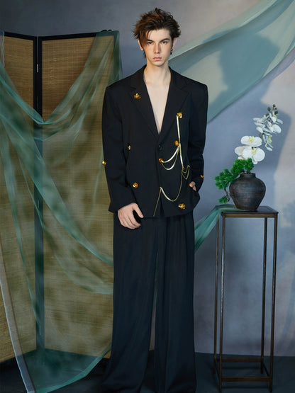 JIECHI  loose embellished black suit - FREDDIE.